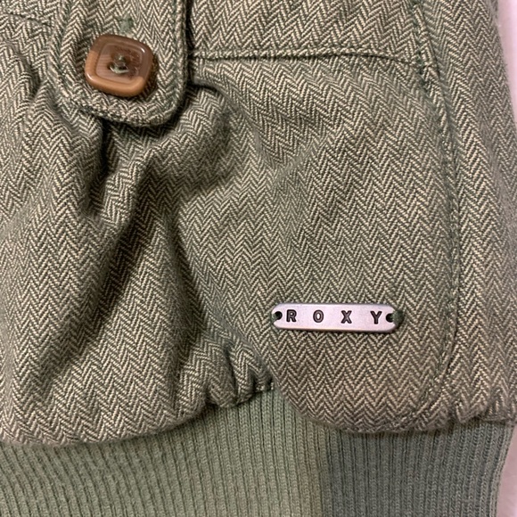 Roxy Women's Hooded Jacket Quilted Lining 100% Cotton Pockets Green Size L - Picture 10 of 10